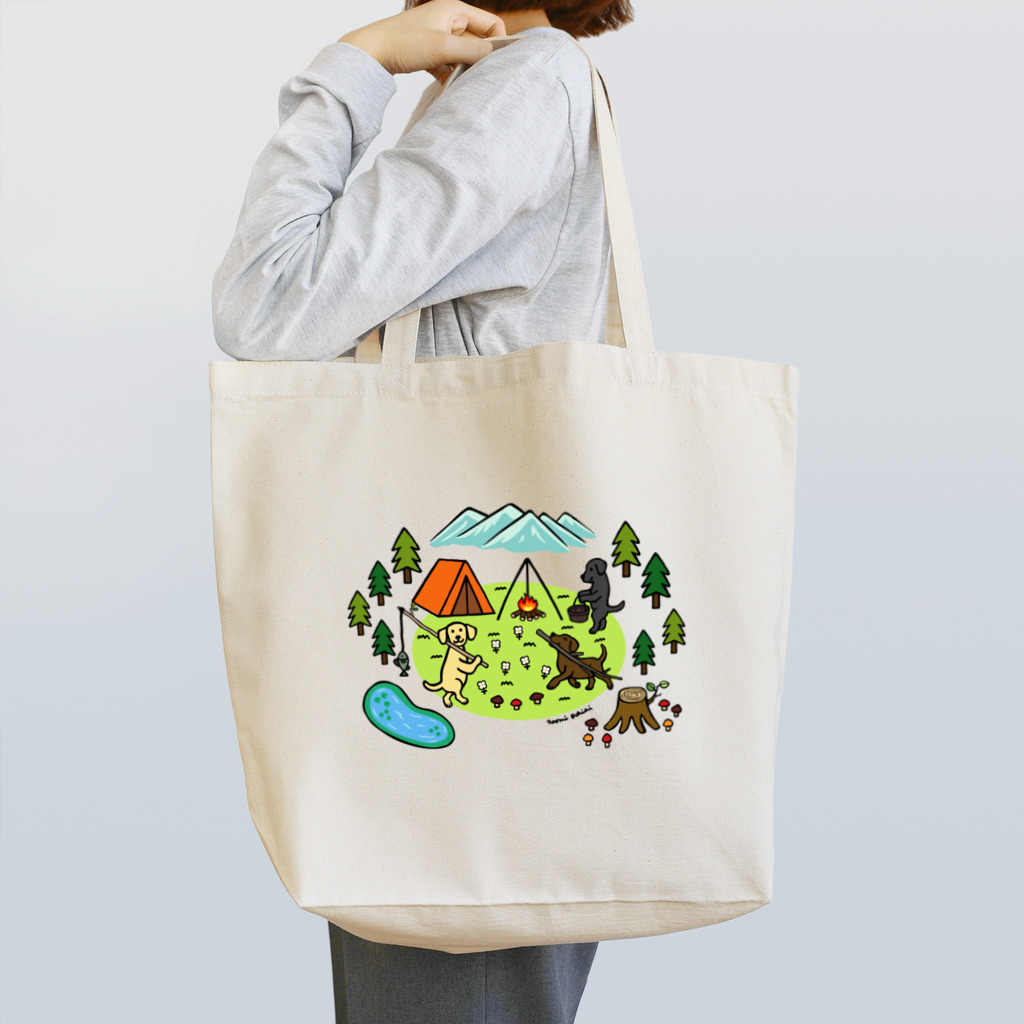 ハッピー・ラブラドールズのキャンプ大好きラブラドール Tote Bag