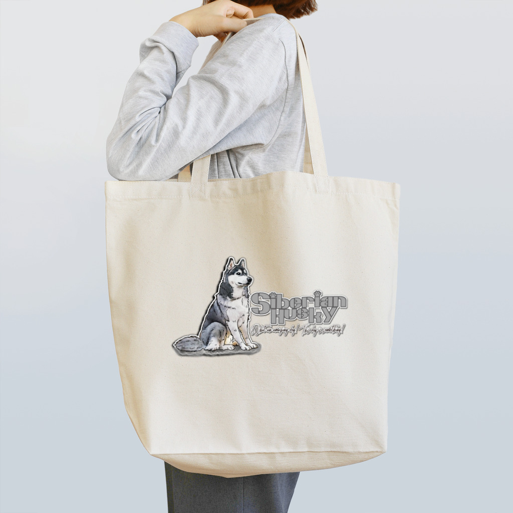 オリジナル工房プリントンのシベリアン ハスキー イラストプリント Tote Bag