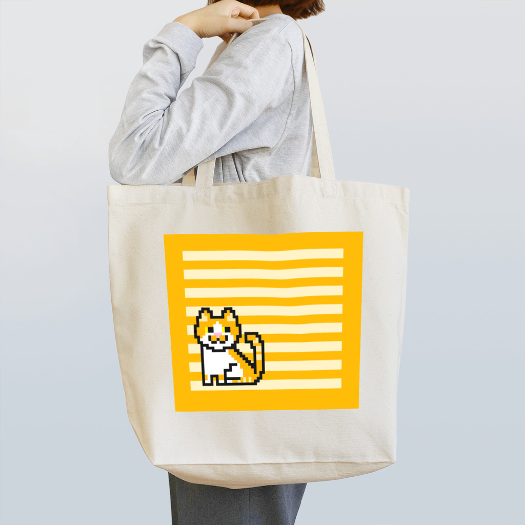 ねころぽん【ドット】のドット絵　茶白猫 トートバッグ