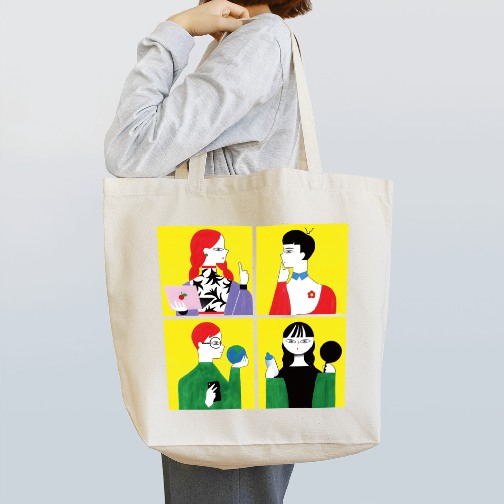 生き方見本市TOKAIの3.全員黄色正方形（小　右端） Tote Bag