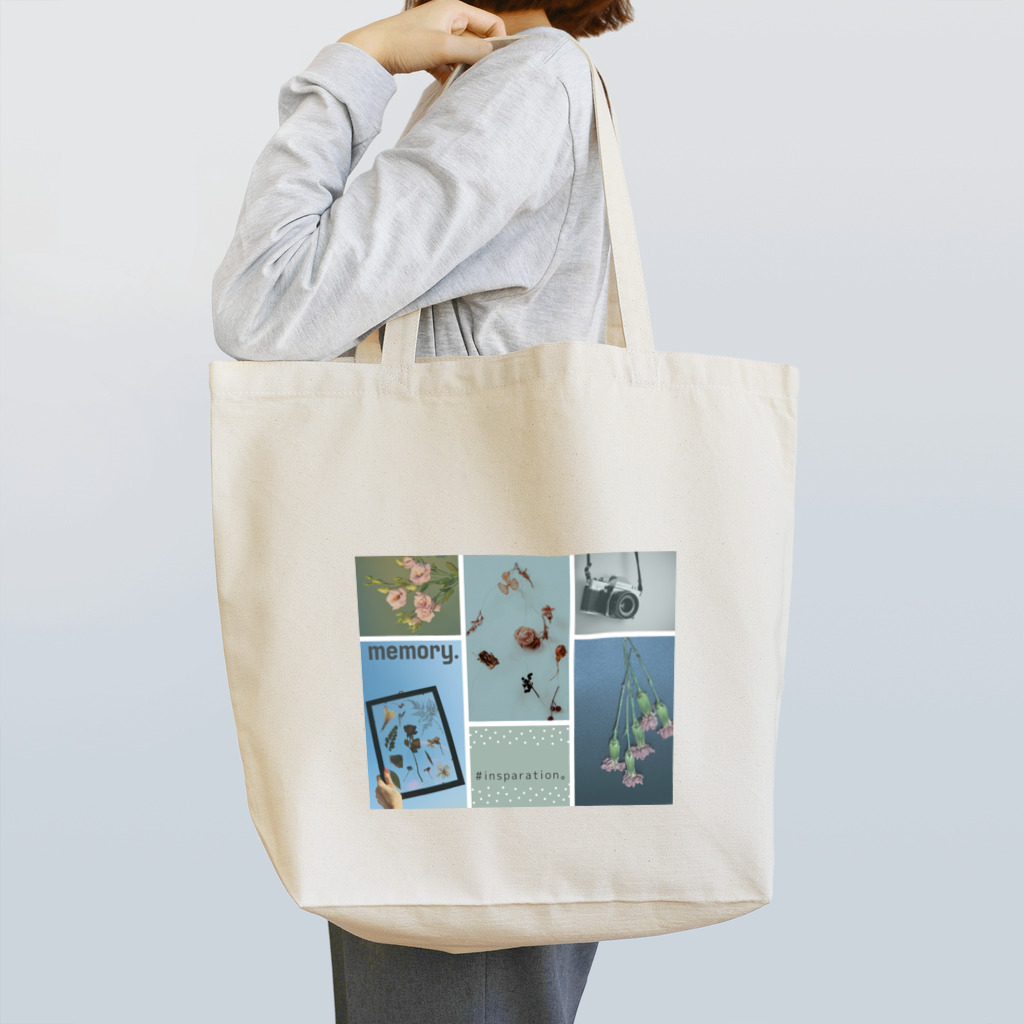 insparation｡   --- ｲﾝｽﾋﾟﾚｰｼｮﾝ｡のmemory｡ｾﾝﾁﾒﾝﾀﾙ･ﾌﾞﾙｰ Tote Bag