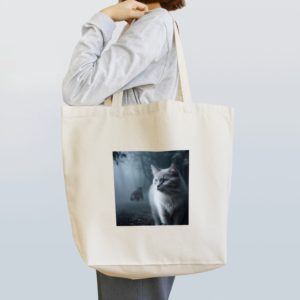 ZZRR12の「境界を見つめる猫の眼差し」 Tote Bag