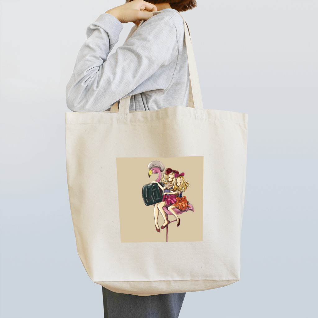 絵描き屋さんタクティスのフラミンゴタクシー Tote Bag