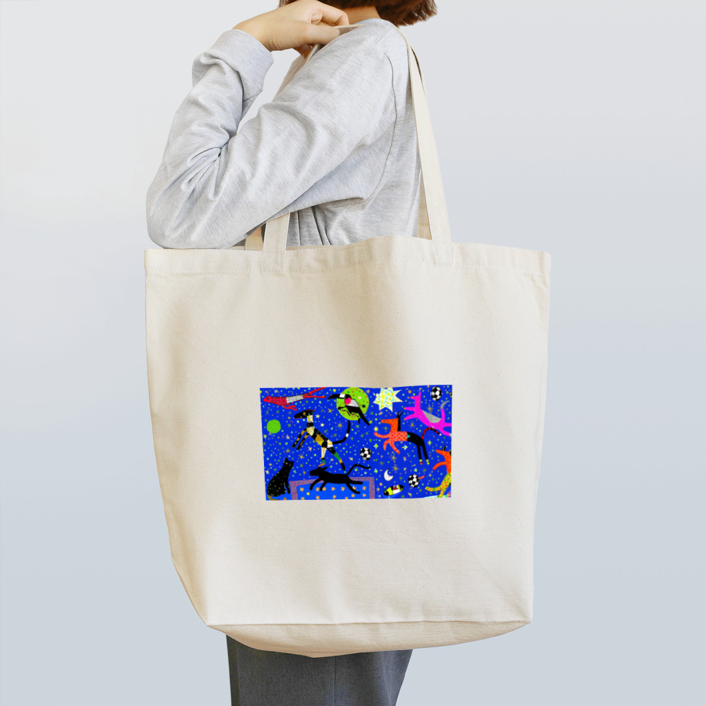 tougarashi_nekoの夜、動物、サッカー Tote Bag