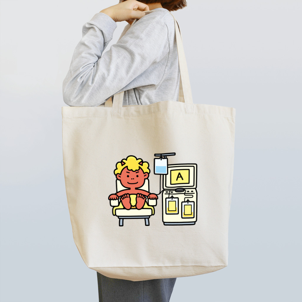 有限会社ケイデザインの献血好きなオニさん【A型・成分献血】 Tote Bag