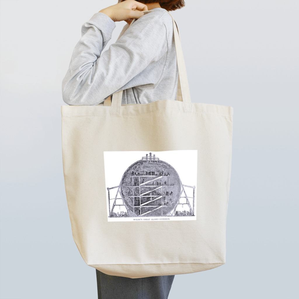 博物雑貨 金烏のジェームス·ウィルドのグレートグローブ（地球儀）の内部 - The British Library Tote Bag