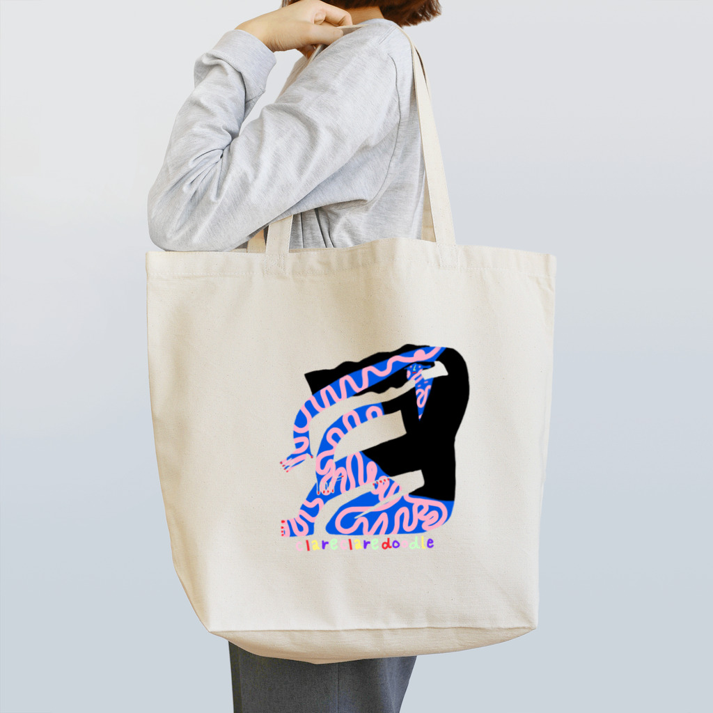 clareclaredoodleのblue mood woman tote トートバッグ