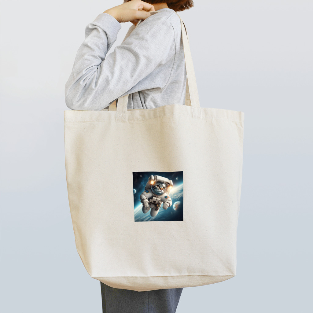 猫キャラグッズの宇宙飛行士を楽しむ猫 Tote Bag