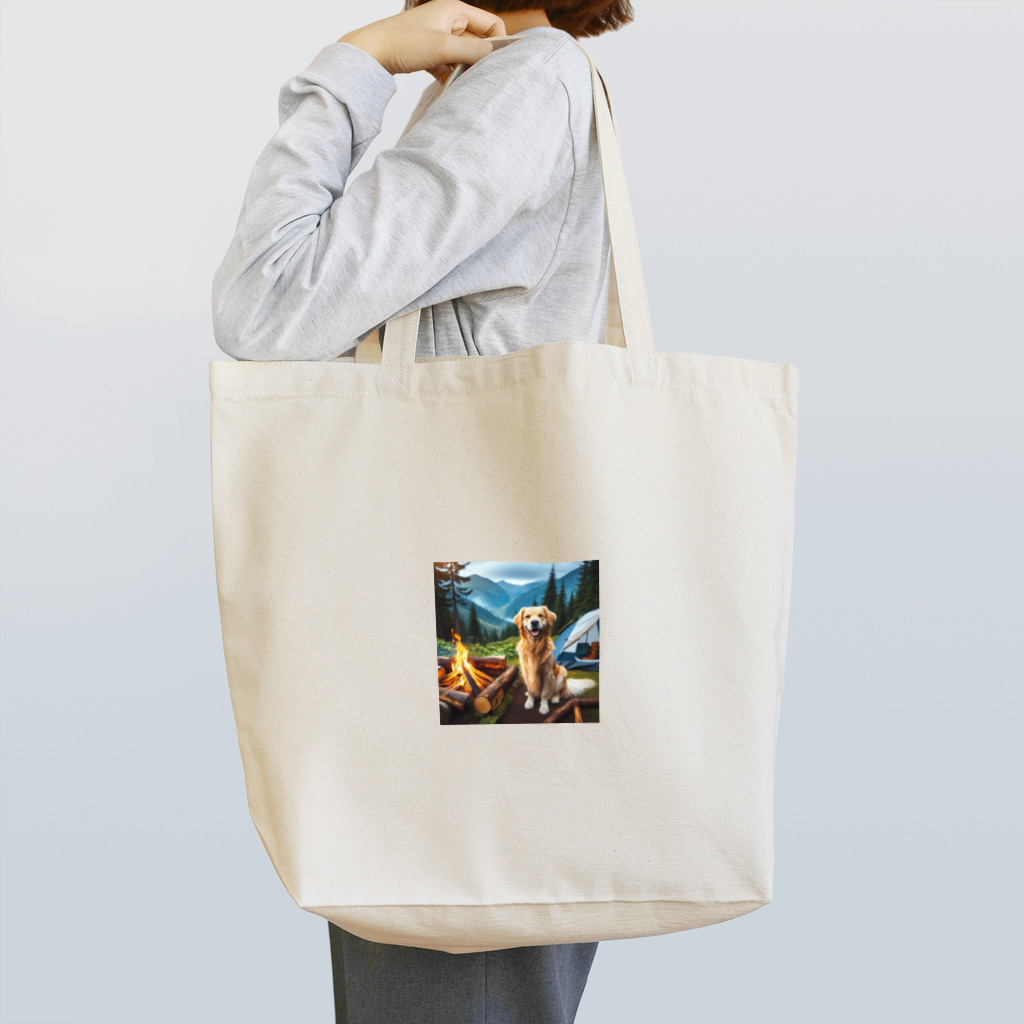 「みんなで楽しく、ソロキャンプ」のお店のわんちゃんとキャンプ Tote Bag