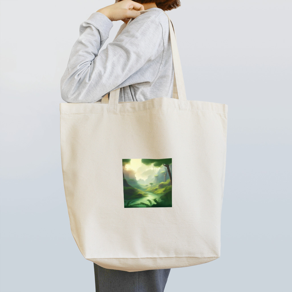 G7のショップの 幻想の森 グリーンウンダー アートプリント Tote Bag