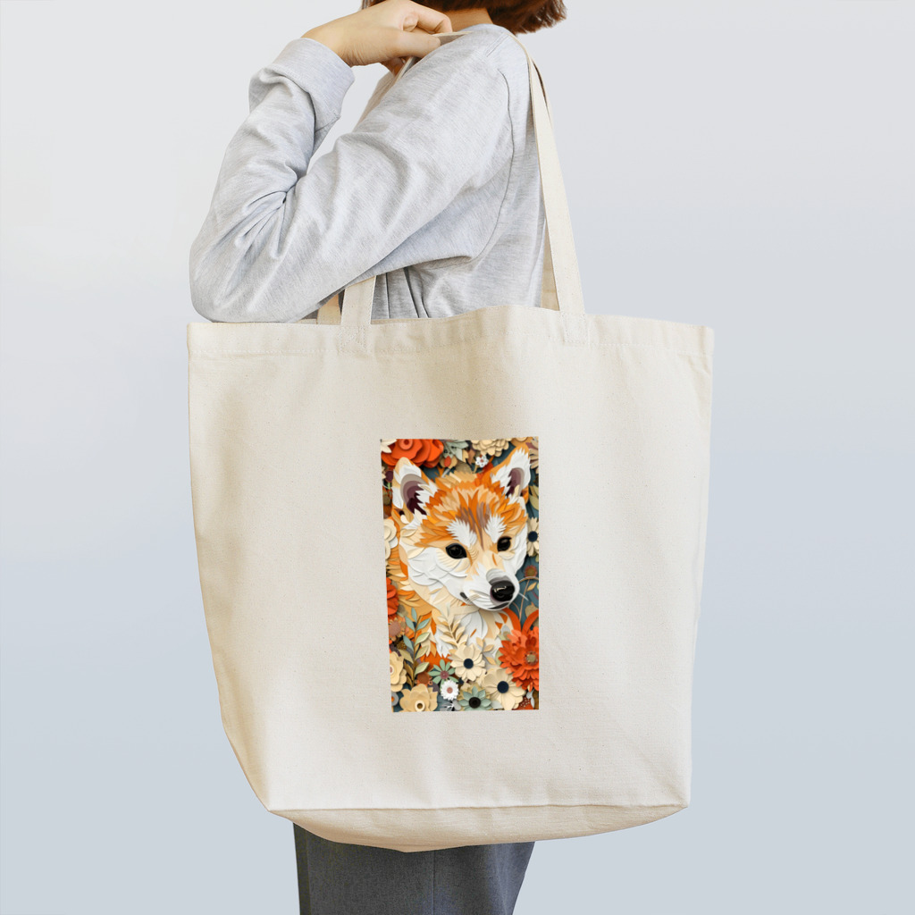 Grazing Wombatのデジタル３D紙細工風アートの柴犬 Tote Bag
