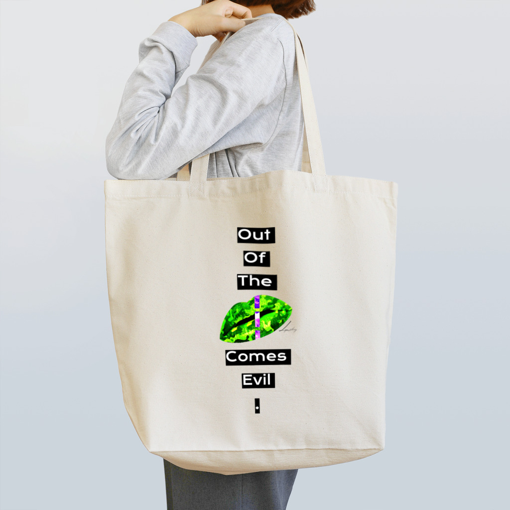 LIPSARMYのOut Of The Mouth Comes evil. white3 Tote Bag