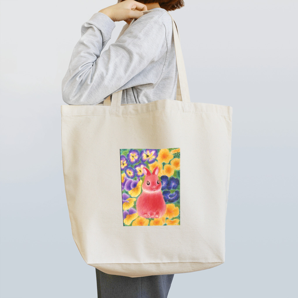 うさだまのパンジー畑のうさぎ Tote Bag