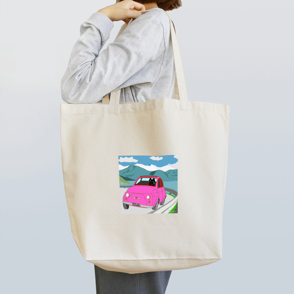 くろねこさんのくろねこさんと車 Tote Bag