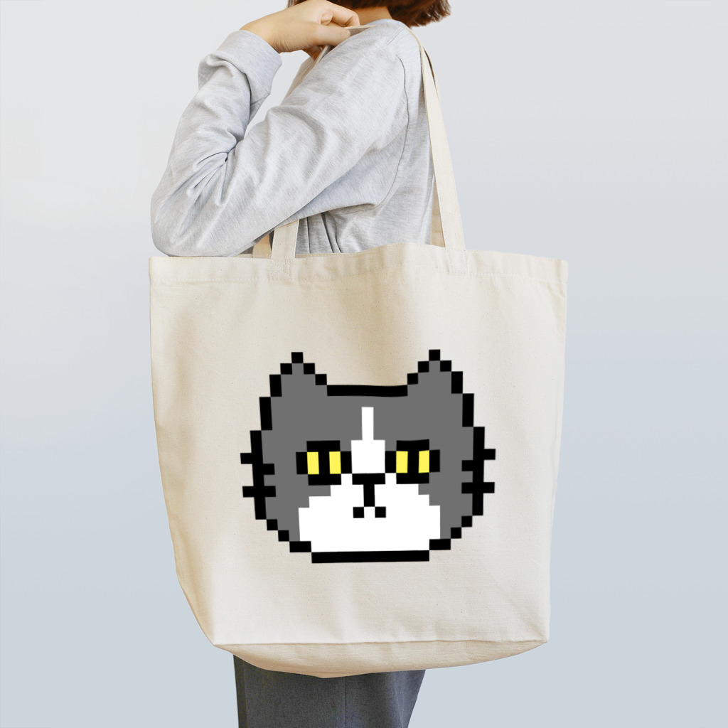 やきぱんのドット絵のねこ（ハチワレ） トートバッグ