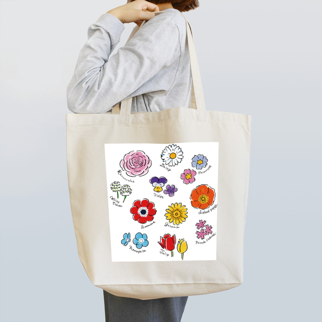 溝呂木一美のお店の【春の花】Spring Flower Tote Bag