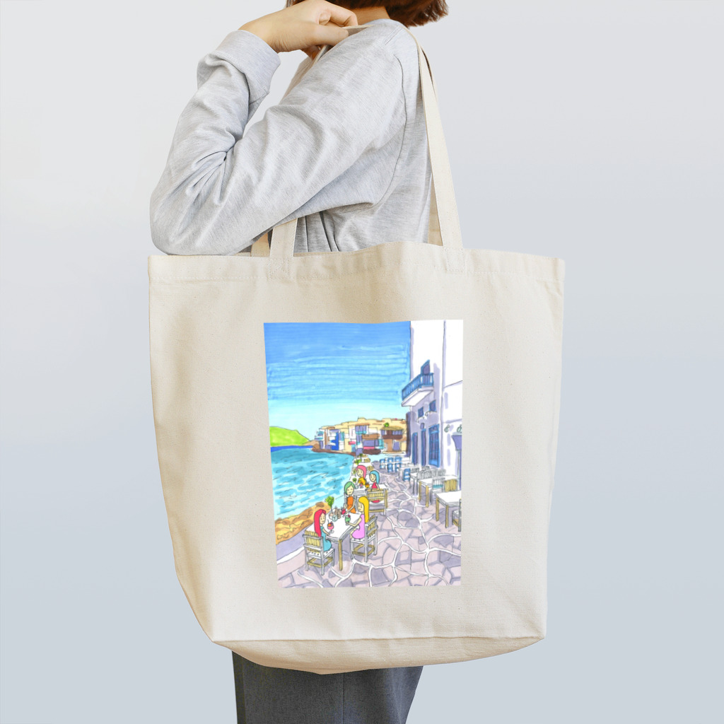 AKISENのエーゲ海カフェガールズ Tote Bag