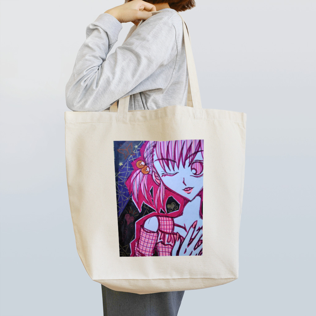 ねこの森でお散歩のカラフルピンクガール Tote Bag