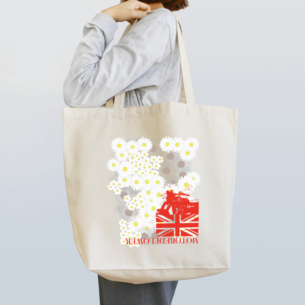 SOKICHISAITOのMOTOREDFLOWER ShiroiHana REDROGO Tote Bag