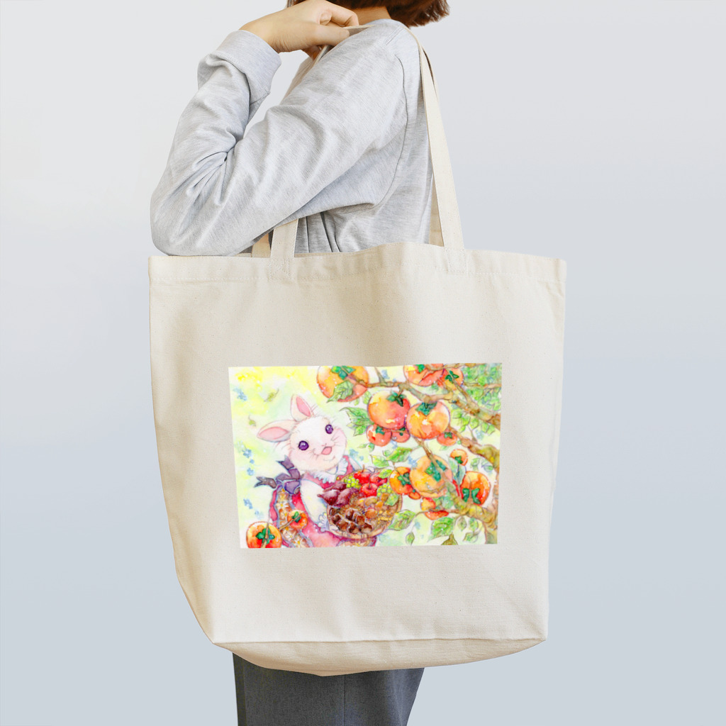 Akariya Manamiのうさぎと柿など実りの秋 Tote Bag