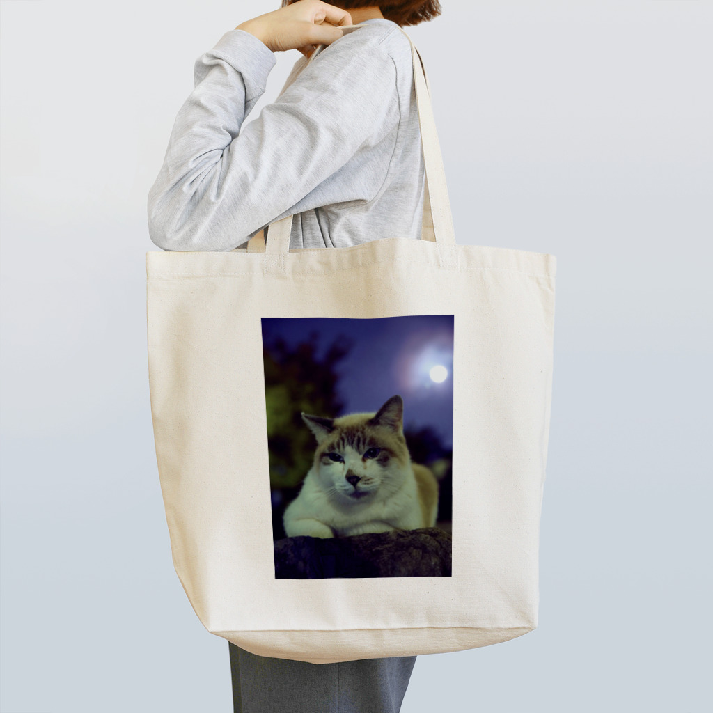 シッポ追いの猫写真店のたゆたう月の夜 Tote Bag