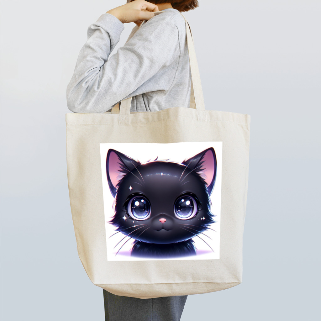 niko&PANDA shopのかわいい黒猫のクローズアップイラスト Tote Bag