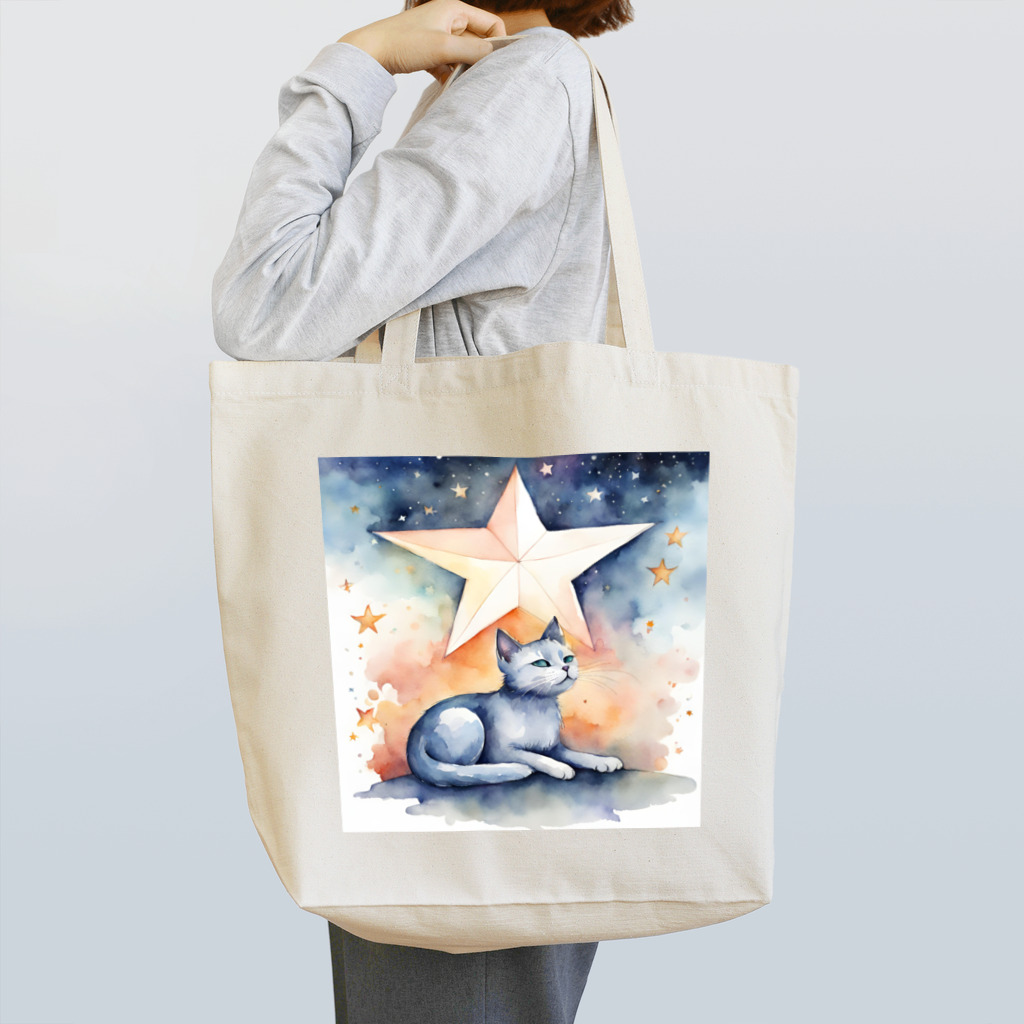 星降る夜にの星追い猫 Tote Bag