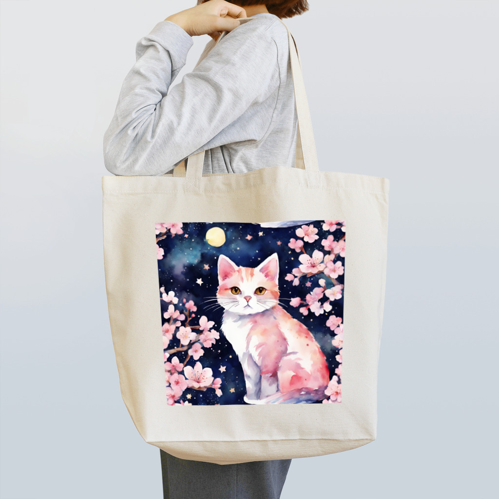 星降る夜にのsakura cat2 Tote Bag