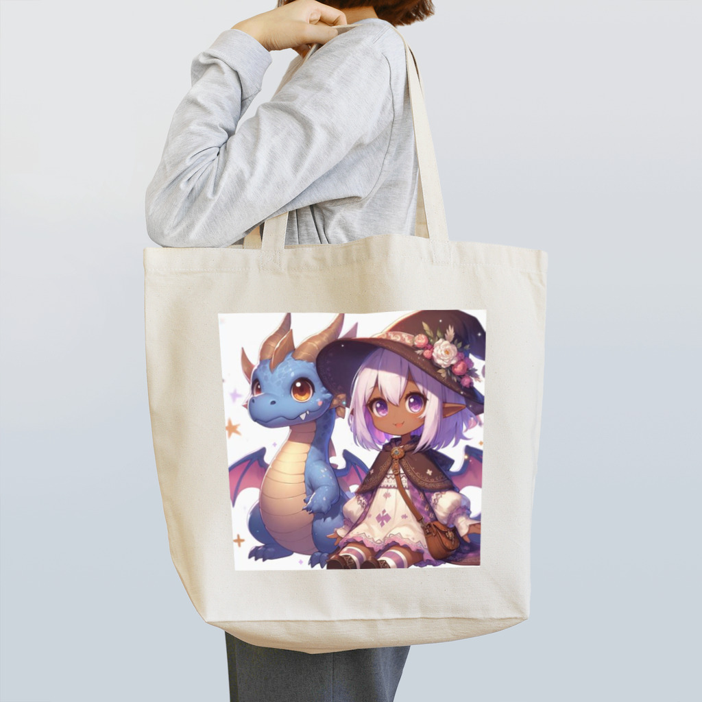 ピクセルパレットのドラゴンと可愛い女の子3 Tote Bag