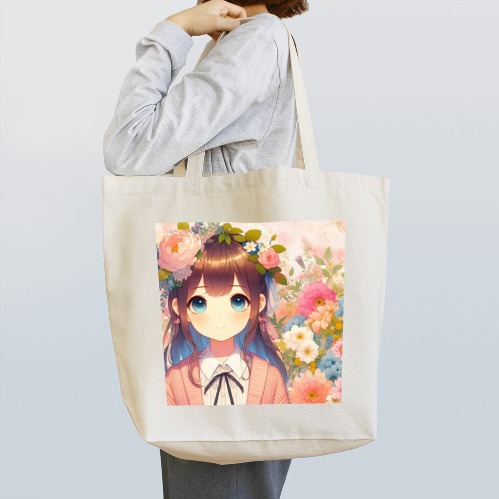 ピクセルパレットの可愛い女の子とお花10 Tote Bag