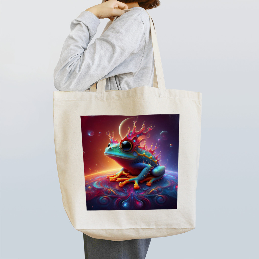 ilovefrogの宇宙の中に浮かぶベルツノガエル Tote Bag