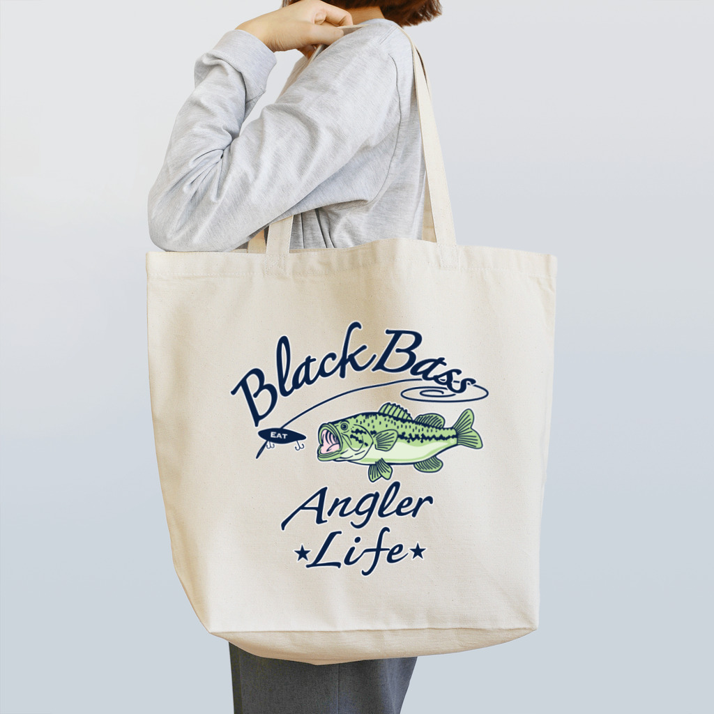 map5（マップファイブ）デザイン・ライセンス・ストック　のブラックバス Black bass 釣り人 デザイン・イラスト・アイテム・ブラックバス Tシャツ グッズ・オリジナル(C) Tote Bag