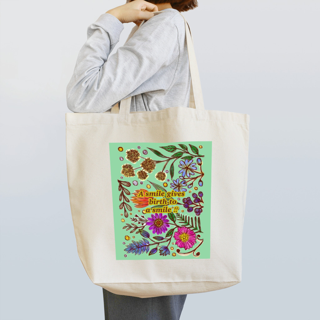 marimo shopのGarden flower グリーン Tote Bag