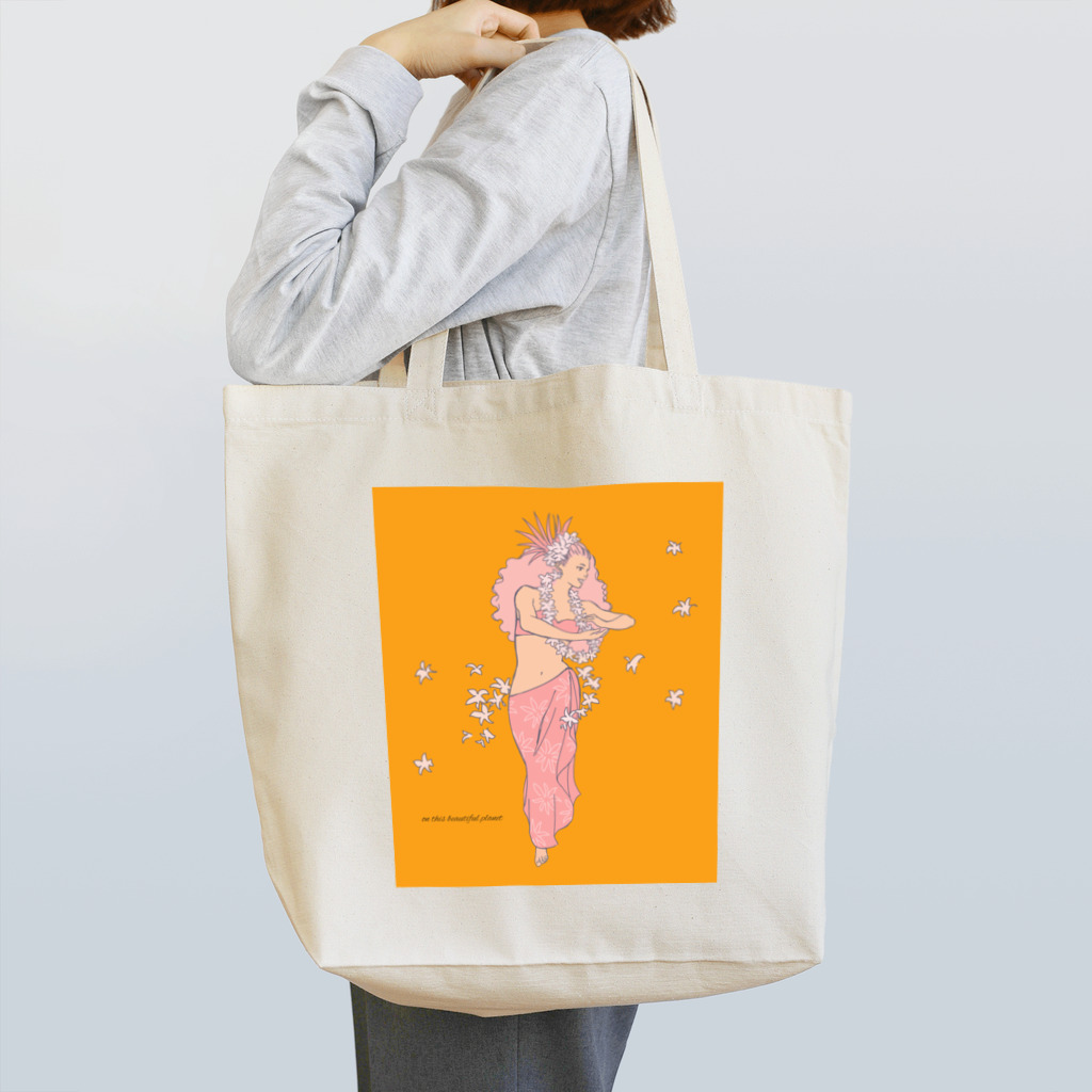 Noa Noa Art ＆ Designのタヒチアンダンサー（オレンジ）｜Ori Tahiti Lady Tote Bag