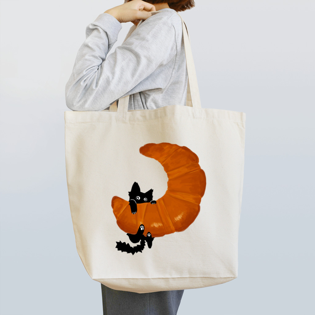 mukuinudotcomのクロワッサンと猫（あぶなーい！） Tote Bag