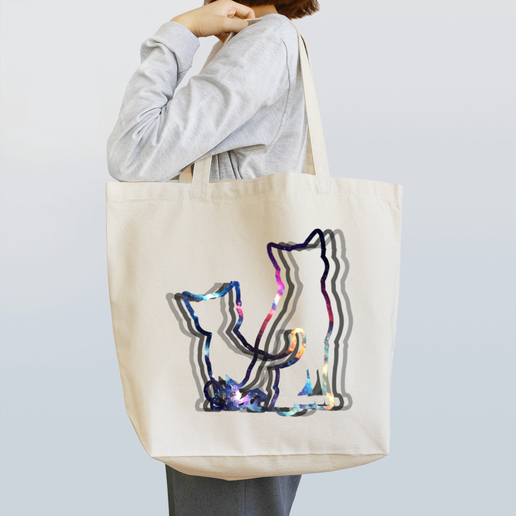 猫との風景の星雲と枠ねこ子ねこ Tote Bag