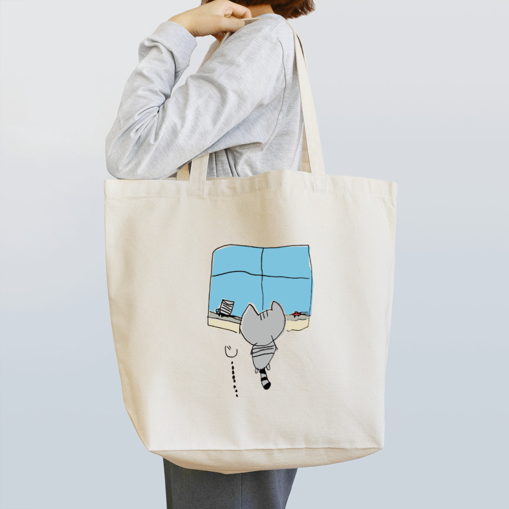 もこはる＊HiNA:＊の灰色猫と窓 背景なし Tote Bag