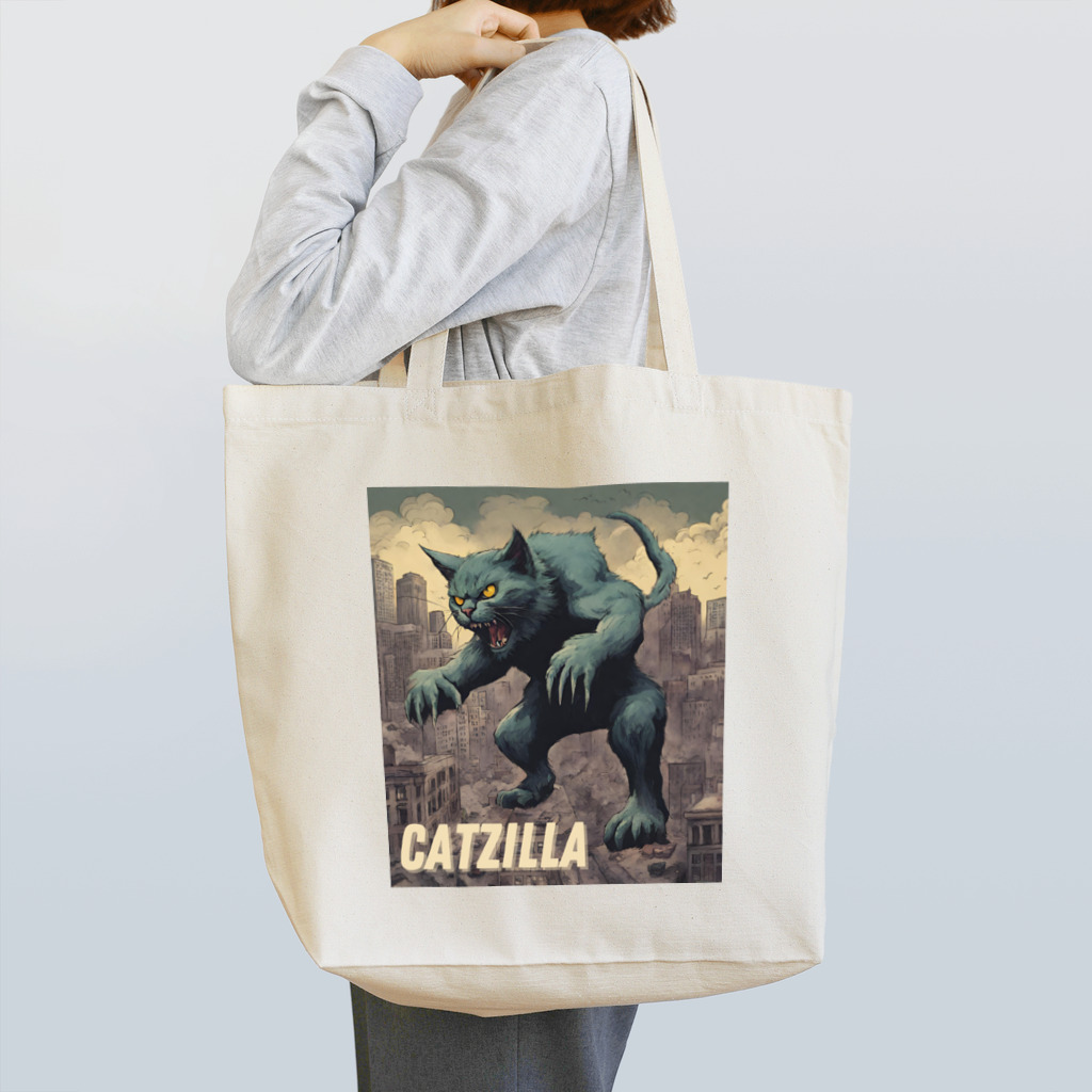 HappyFaceMarketのゴジラになりたい猫 CATZILLA トートバッグ