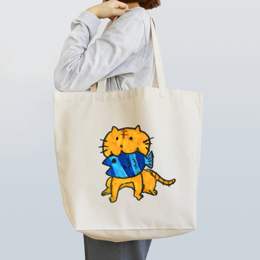 tomotomoのおさかなくわえねこ Tote Bag