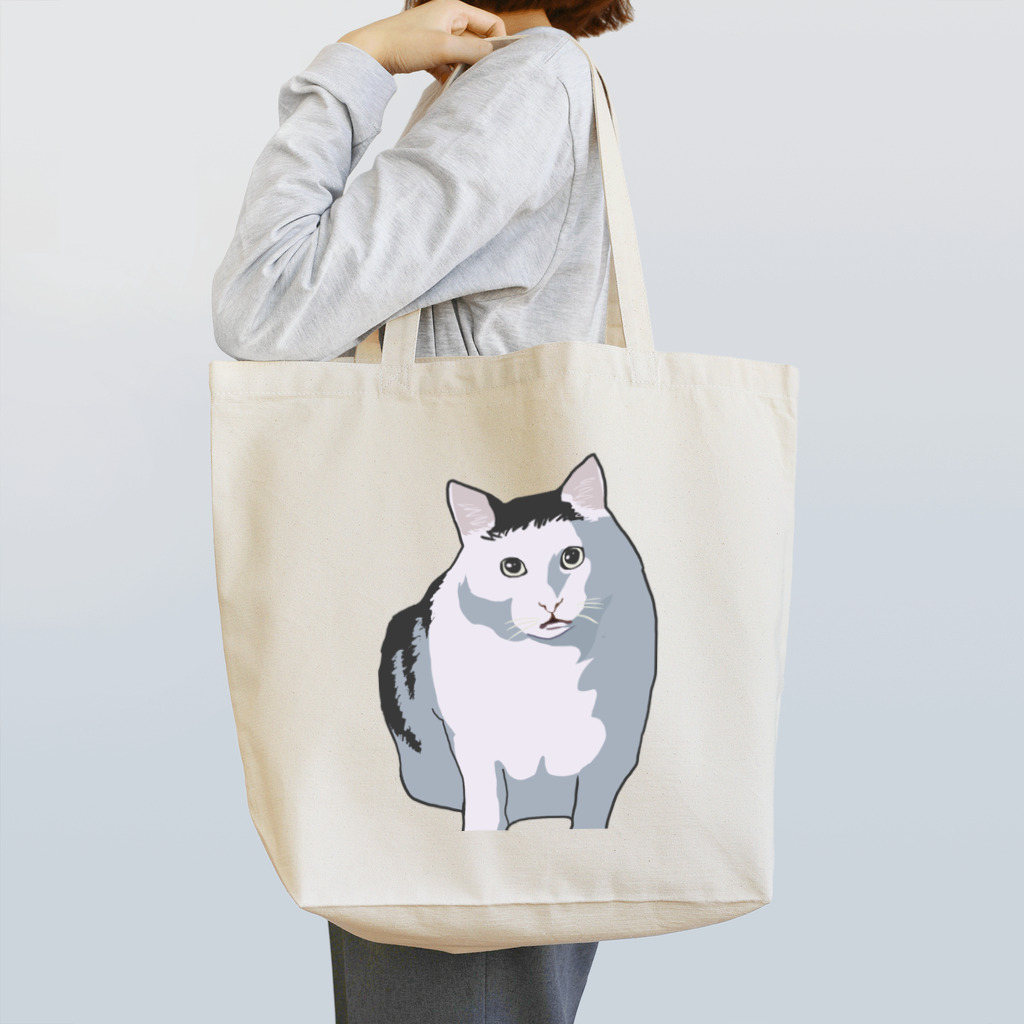 手書きイラストで猫ミームのhuhcat？ Tote Bag