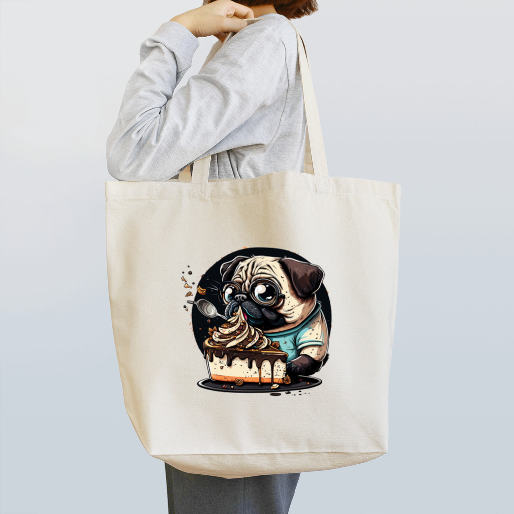 doggoodsのおいしいケーキを食べるかわいいパグ Tote Bag