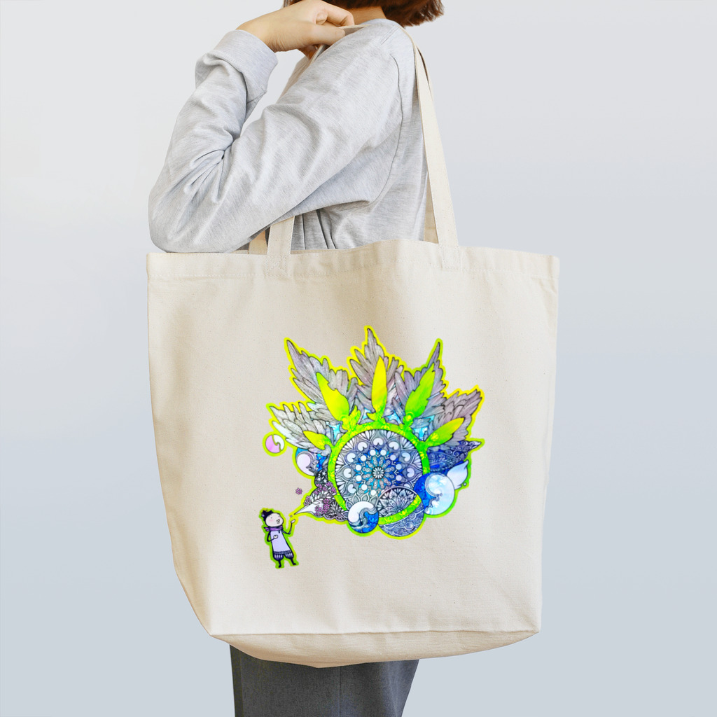 太陽の光降りそそぐ庭の息吹のマンダラ Tote Bag