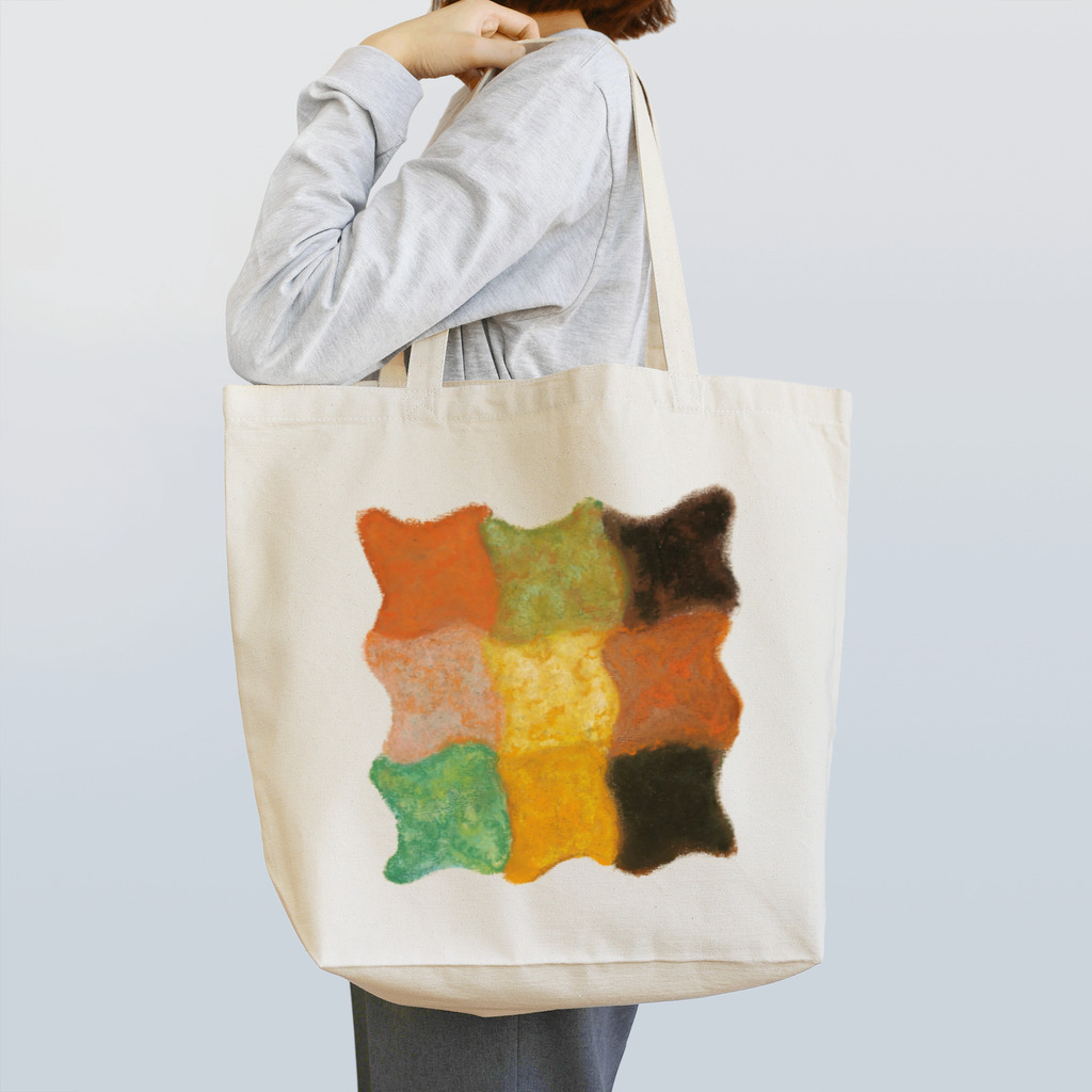 Nursery Rhymes  【アンティークデザインショップ】のオレンジ、イエロー、グリーンの抽象画 トートバッグ