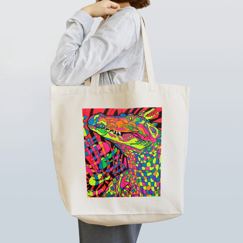 動物絵 Jamanakocic storeのワニロック Tote Bag