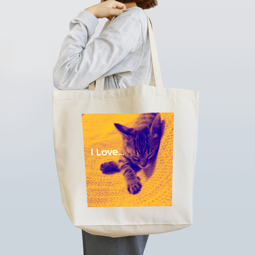 【NAtsuki】のi Love 猫 Tote Bag