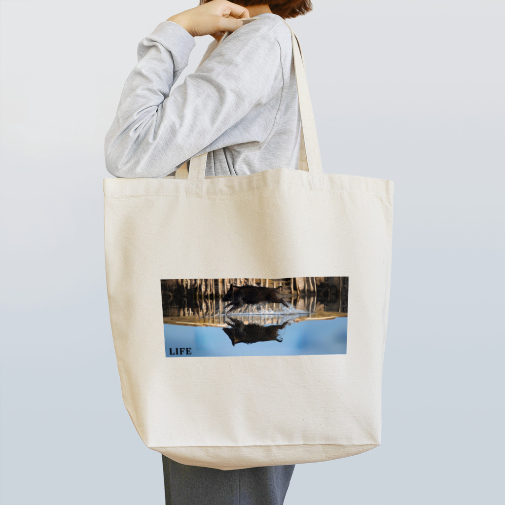 マタギの教え-公式ショップ-のLIFE with イノシシ Tote Bag