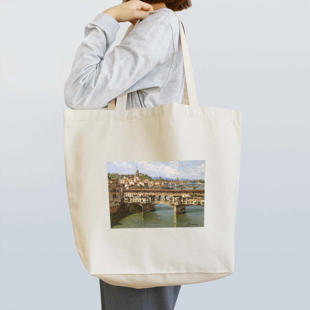 世界の絵画アートグッズのアントニエッタ・ブランディス《フィレンツェのヴェッキオ橋》 トートバッグ