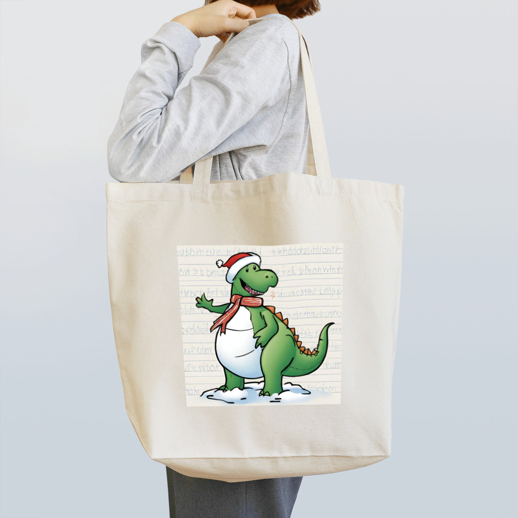 omochiのへやの恐竜のクリスマス トートバッグ