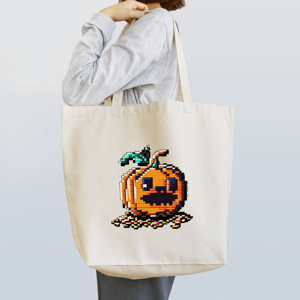 朱音琴音のドット絵のハロウィンかぼちゃのおばけ トートバッグ