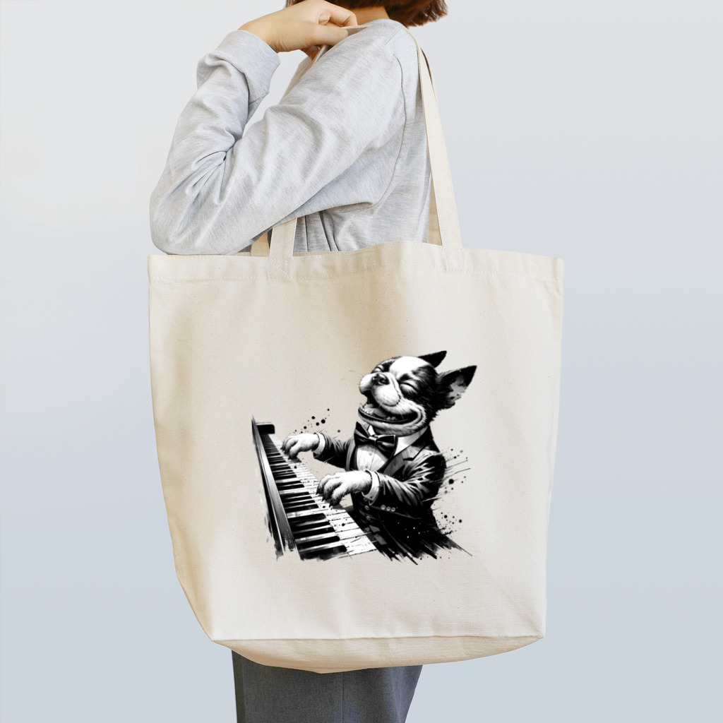 square屋のBoston terrier plays(ピアノ2) Tote Bag